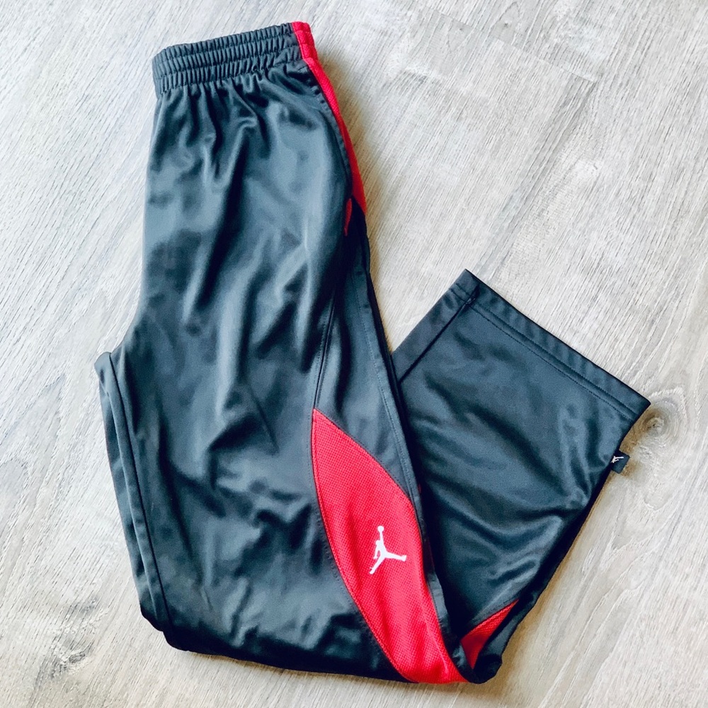Air Jordan Boys Track Pants Medium 10/12 Black Red